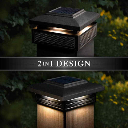 CLASSY CAPS Lumineer 4 in. x 4 in. Black Cast Aluminum Smart Solar Post Cap