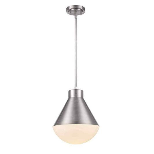 Bel Air Lighting Ludlow Brushed Nickel Hanging Pendant Light Fixture Glass Shade