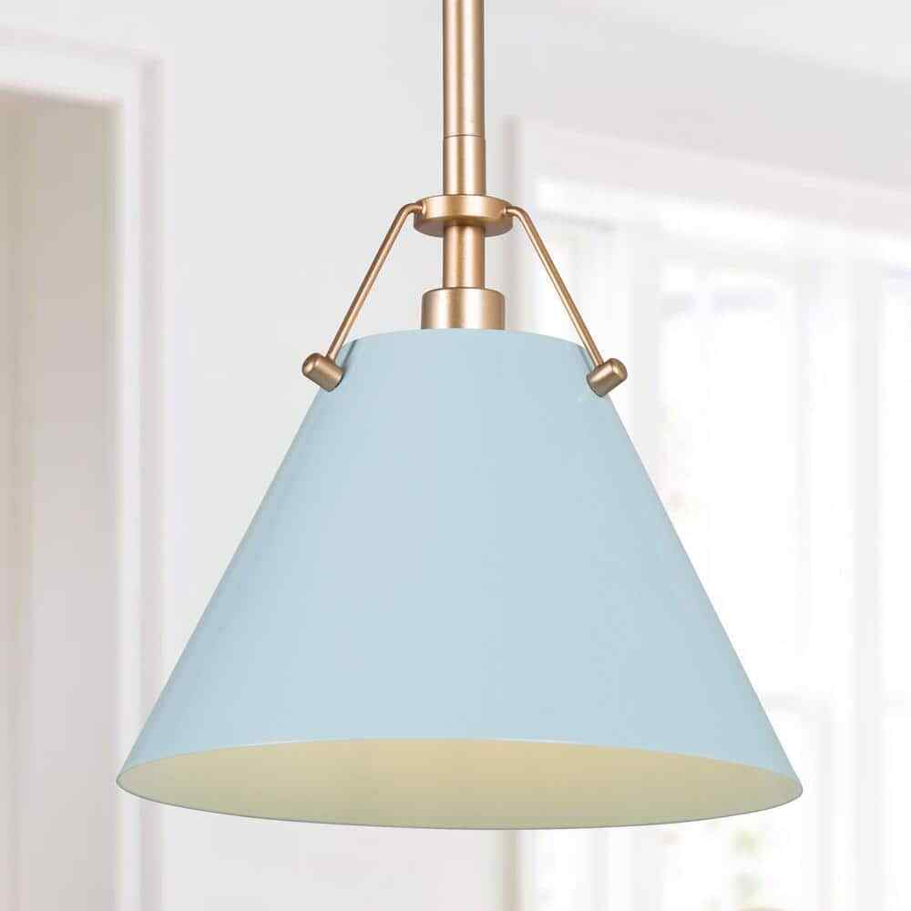 LNC Modern Grey Blue Island Pendant Light w/ Linear Gold Downrod