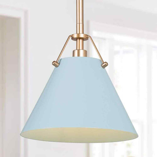 LNC Modern Grey Blue Island Pendant Light w/ Linear Gold Downrod