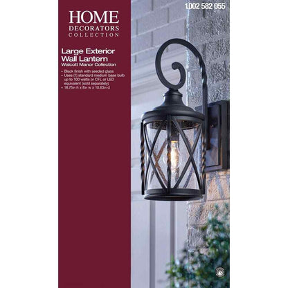 Home Decorators Walcott Manor 18.75 in. 1-Light Black Industrial Outdoor Sconce