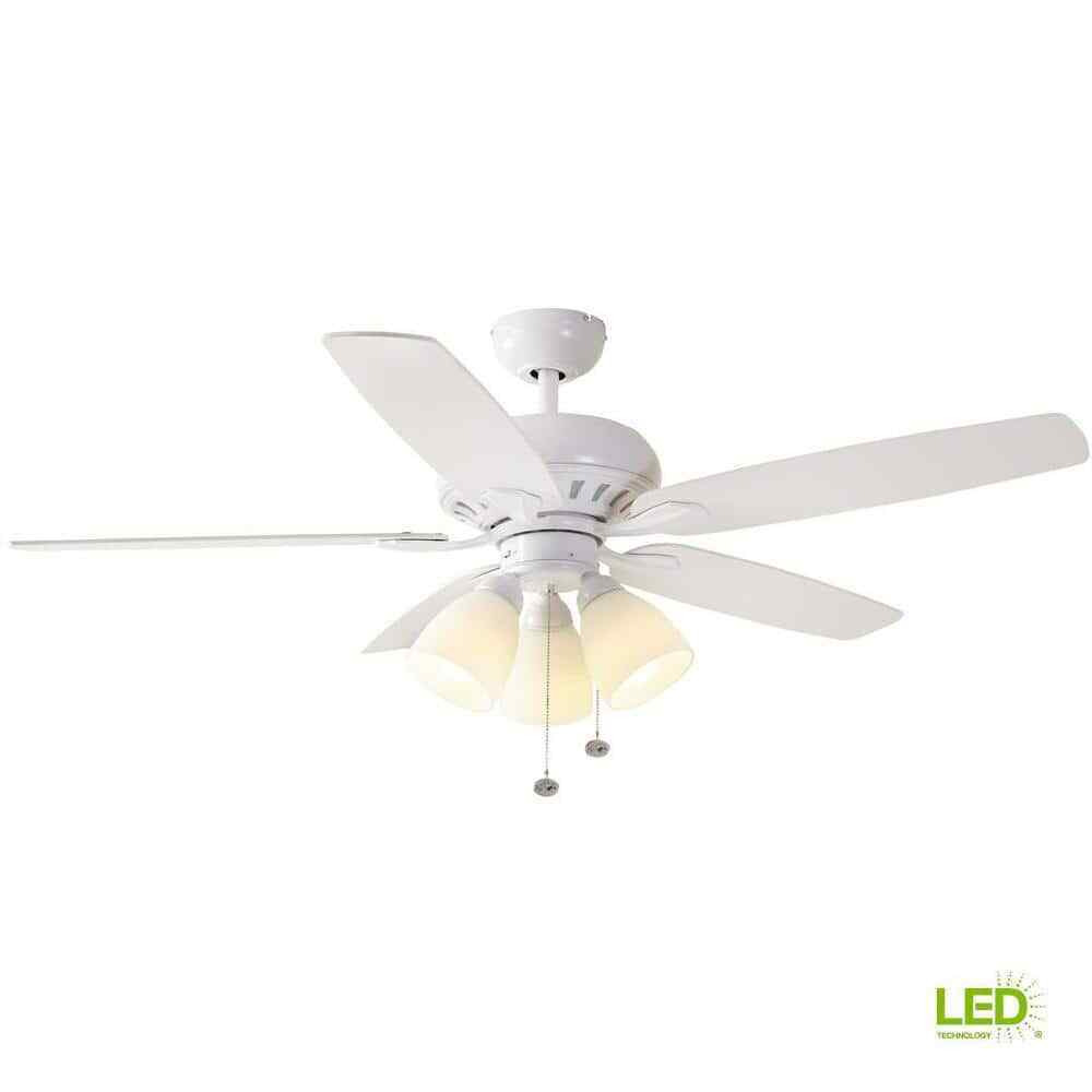 Hampton Bay Rockport 52 in. LED Matte White Ceiling Fan with Light Kit 51752
