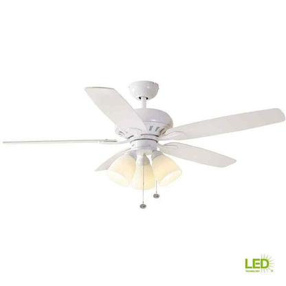 Hampton Bay Rockport 52 in. LED Matte White Ceiling Fan with Light Kit 51752