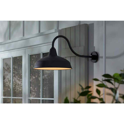 Hampton Bay Easton 1-Light Matte Black Barn Outdoor Wall Lantern Sconce