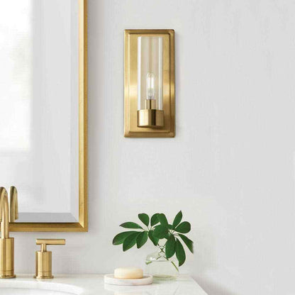 Home Decorators Closmere 5 in. 1-Light Brushed Gold Wall Mount Sconce Light