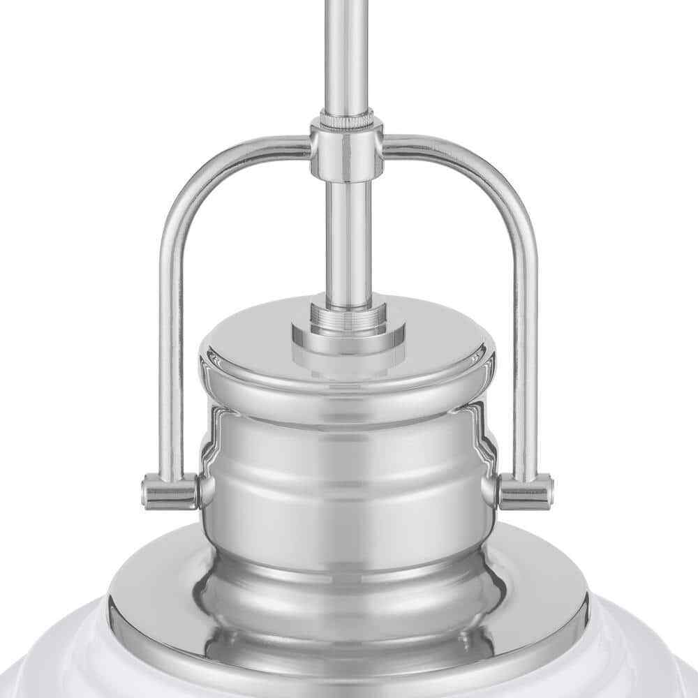 Home Decorators Shelston 13 in. White and Chrome Farmhouse Pendant Light Fixture