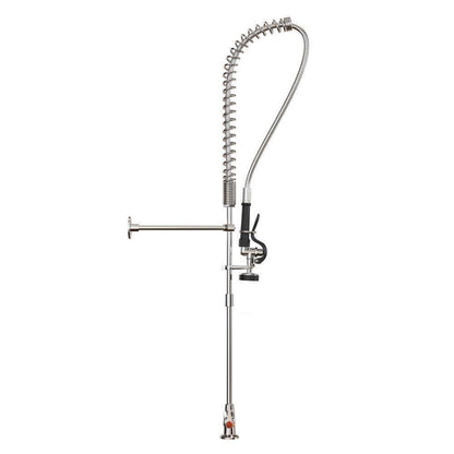 HOMLUX Commercial 2-Handle Wall Mount Pull-Down Sprayer Kitchen Faucet in Chrome