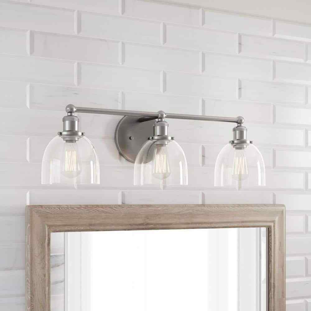 Home Decorators Evelyn 26.75 in. 3-light Brushed Nickel Modern Industrial Vanity