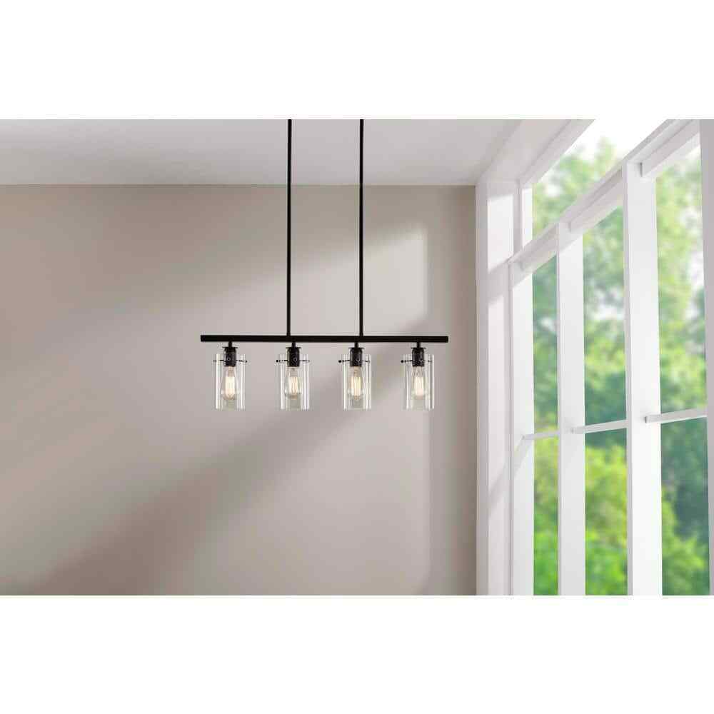 Hampton Bay Regan Espresso Linear Kitchen Chandelier w/ Glass Shades
