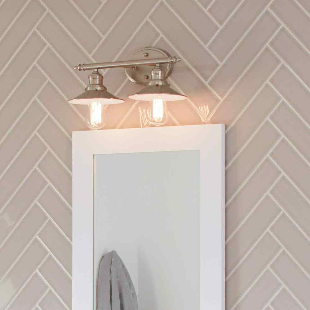 Home Decorators Glenhurst 16 in. 2-Light  Brushed Nickel  Vanity Light Fixture