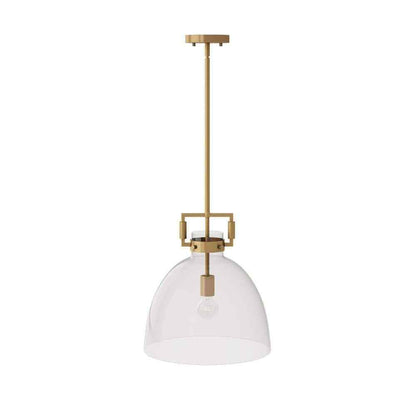 Nathan James Leigh Gold Indoor Ceiling Hanging Pendant Light w/ Clear Glass