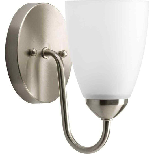 Progress Lighting Gather Collection 1-Light Brushed Nickel Glass Vanity Light