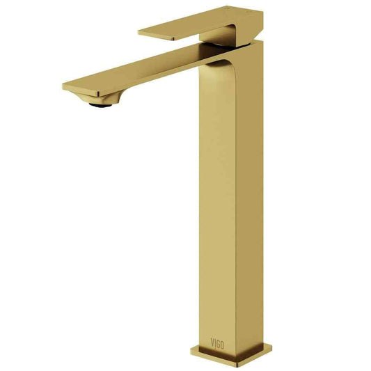 VIGO Dunn Single Handle Single-Hole Bathroom Vessel Faucet in Matte Brushed Gold