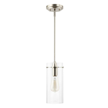 Light Society Montreal 1-Light Clear/Satin Nickel Pendant with Glass Shade