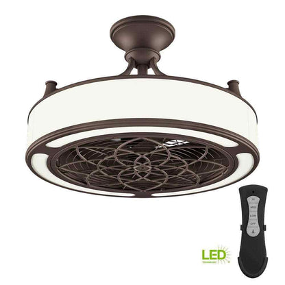 Home Decorators Windara 22 in. LED Indoor/Covered Outdoor Bronze Ceiling Fan