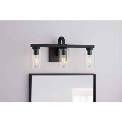 Hampton Bay Kendall Manor 22 in. 3 Light Matte Black Bathroom Vanity Light