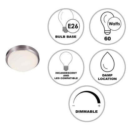 Bel Air Lighting Bliss 15 in. Brushed Flush Ceiling Light Fixture w/ Glass Shade