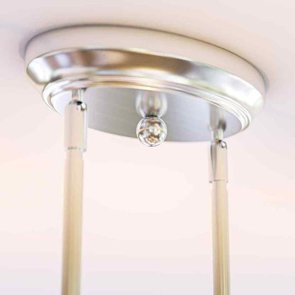 Hampton Bay Oron 3-Light Brushed Steel Island Light with White Glass Shades