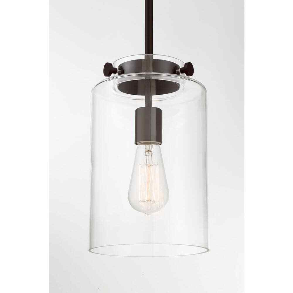 Hampton Bay Mullins 6.75 in.1-Light Oil Rubbed Bronze Mini Pendant Hanging Light