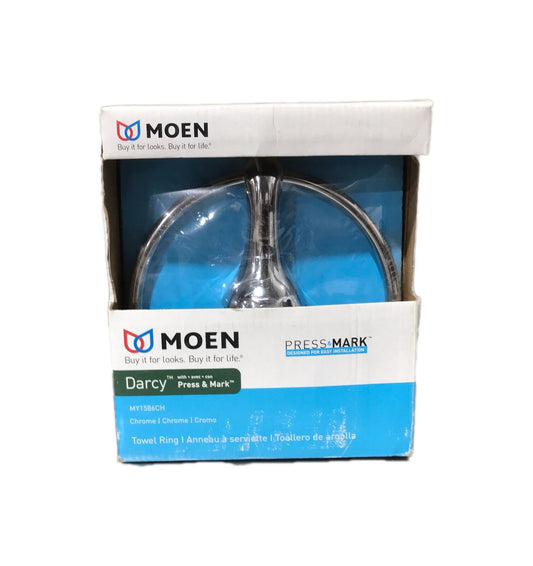 MOEN Darcy Towel Ring with Press and Mark in Chrome MY1586CH