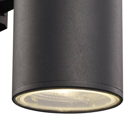Bel Air Lighting Compact 12 in Black LED Cylinder Outdoor Wall Light Clear Glass