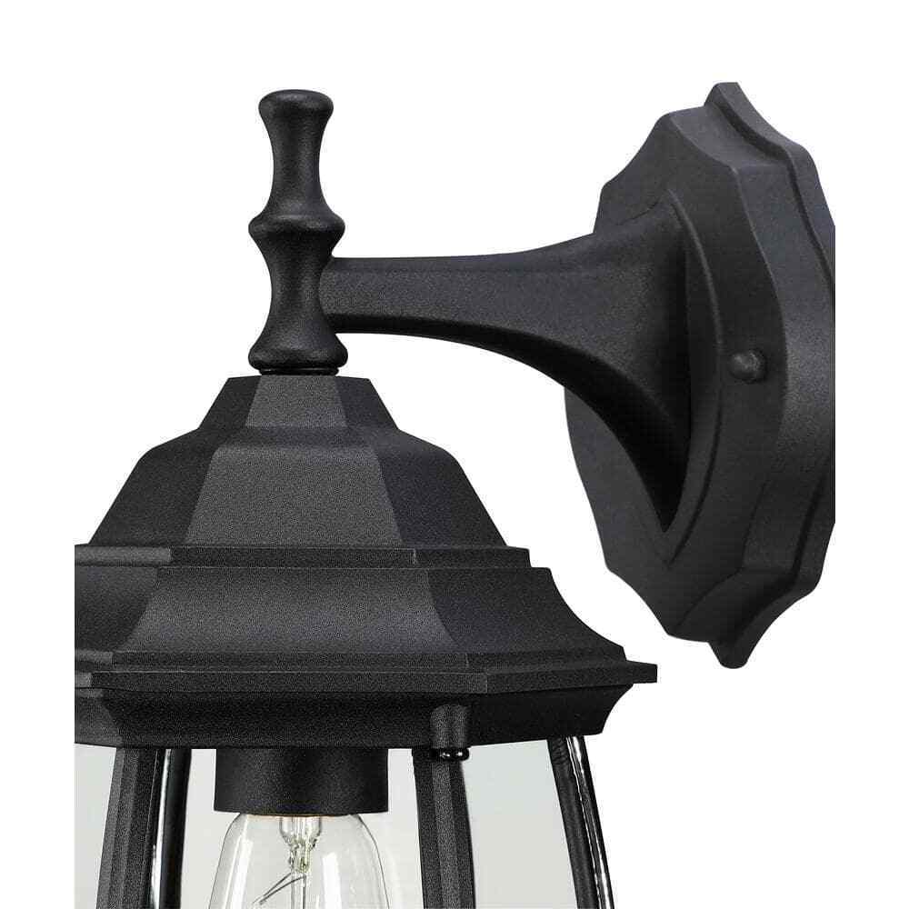 Pia Ricco 1-Light Textured Black Not Solar Outdoor Wall Lantern Sconce