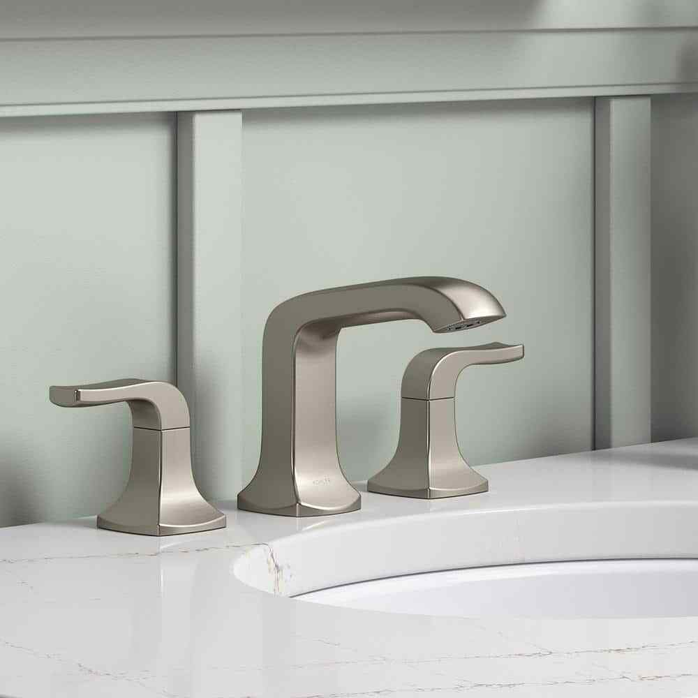 KOHLER Rubicon 8 in. Widespread Double Handle Bathroom Faucet in Brushed Nickel