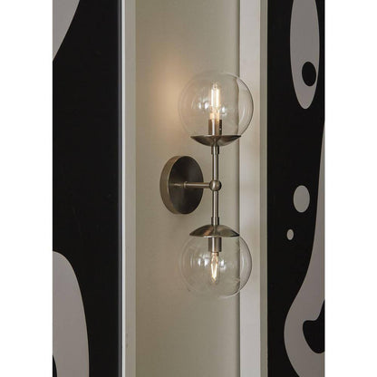 Progress Lighting Atwell 6" 2Light Brushed Nickel Mid-Century Modern Wall Sconce