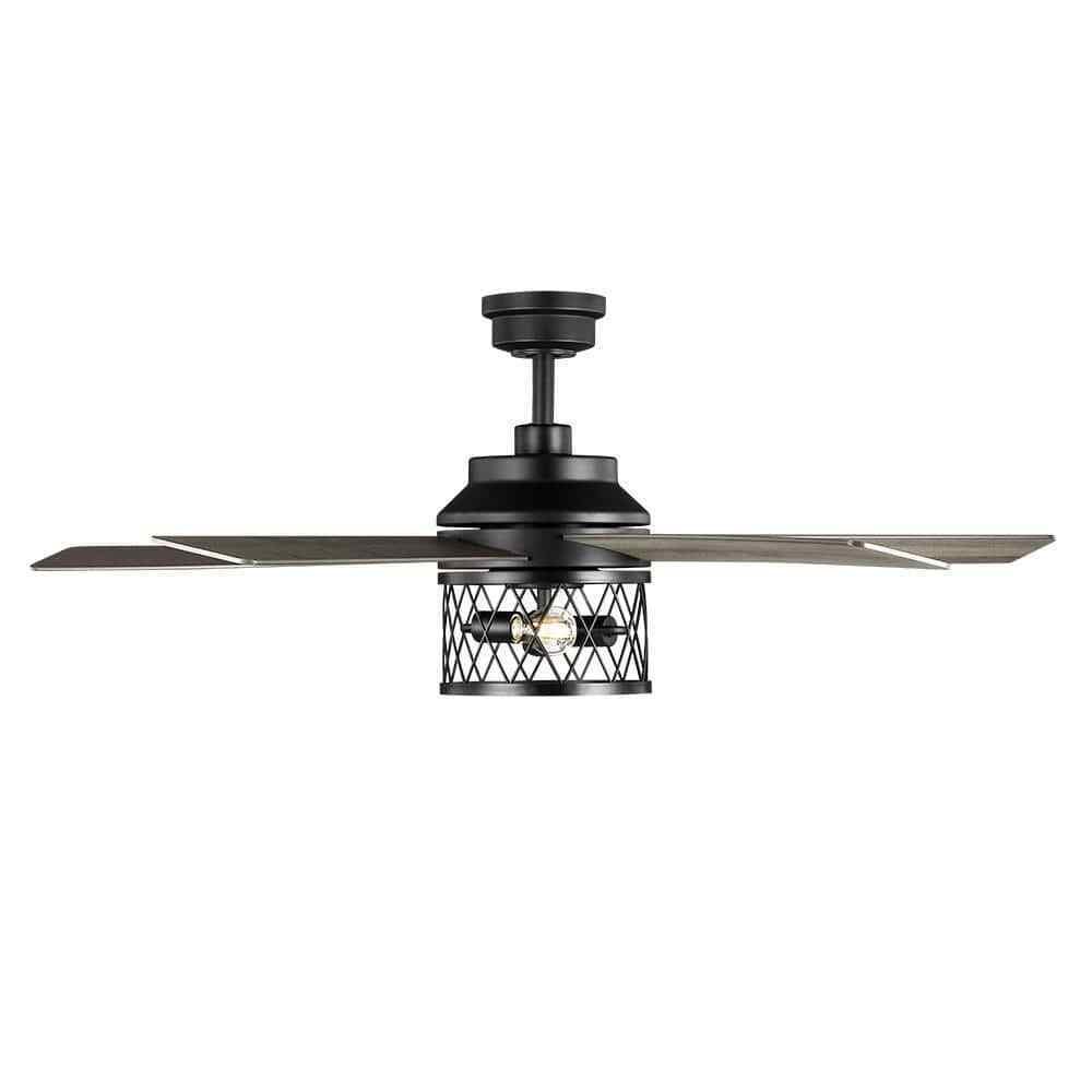 Hampton Bay North Grove 52 in. Indoor LED Matte Black Dry Rated Ceiling Fan