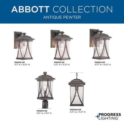 Progress Lighting Abbott Antique Pewter Clear Seeded Glass Post Lantern Light