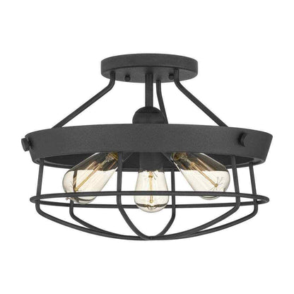 Hampton Bay Southbourne 3-Light Matte Black Rustic Farmhouse Semi-Flush Mount