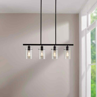 Hampton Bay Regan Espresso Linear Kitchen Chandelier w/ Glass Shades