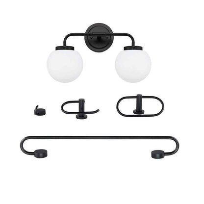 Nathan James Izzy Vanity Light Fixture Black Bathroom, 4-Piece Accessory Set