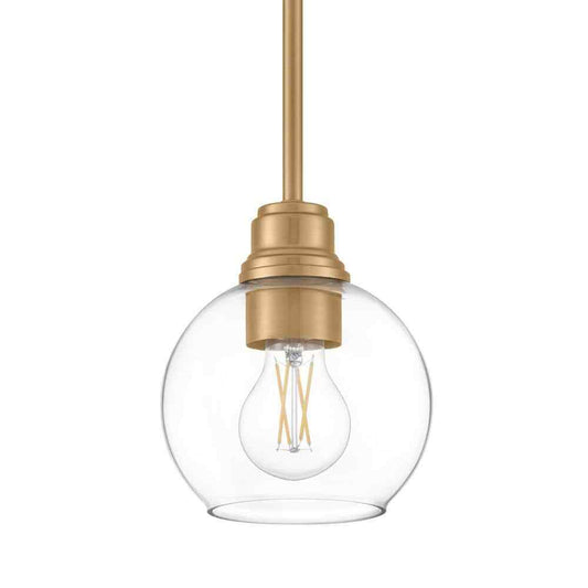 Hampton Bay Florabelle 6 in. W Mini-Pendant Antique Gold Clear Globe Glass Shade