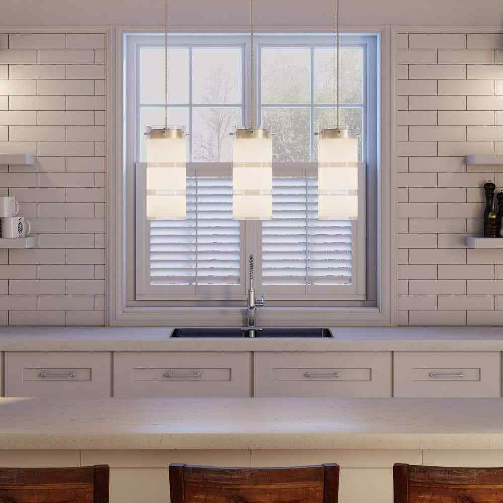 Eglo Olvero 100-Watt Integrated LED Satin Nickel Linear Pendant