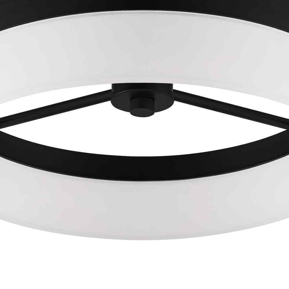 Home Decorators Collection Kipling 13.78 in. Black LED Semi Flush Mount