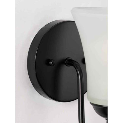 Progress Lighting Classic Matte Black Etched Glass Traditional Bath Vanity Light