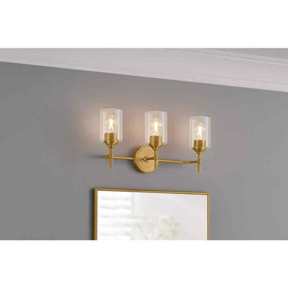 Home Decorators Ayelen 3-Light Matte Brass Modern Bathroom Vanity Light