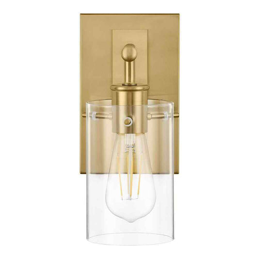 Hampton Bay Regan 4.5 in. 1-Light Brushed Gold Vanity Light w/ Clear Glass Shade
