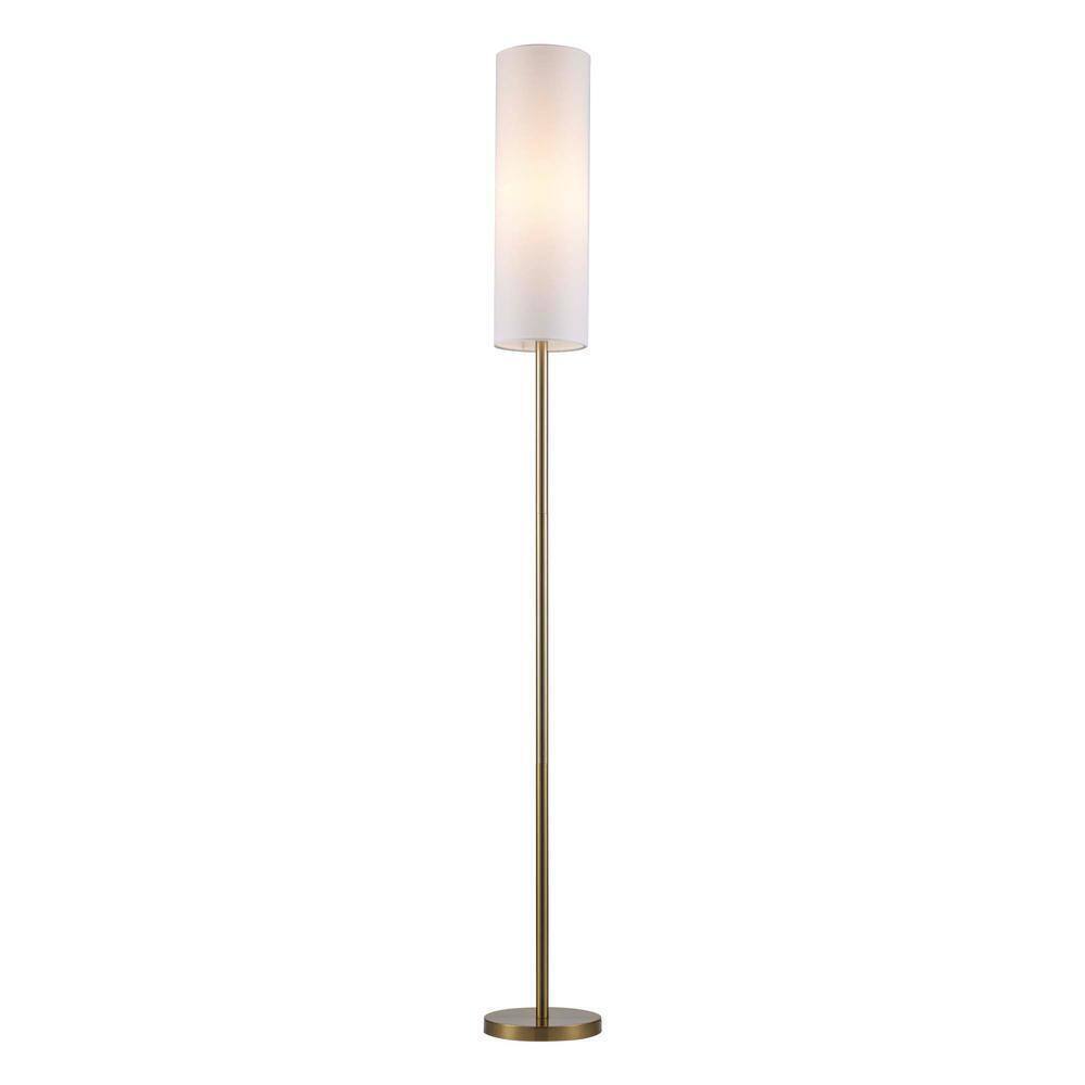 Hampton Bay McCarthy 66.5 in. 1-Light Gold Floor Lamp with Slender Fabric Shade