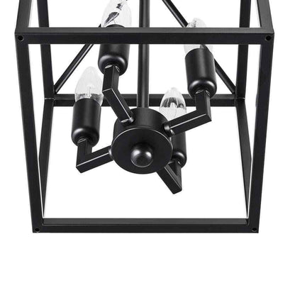 Merra 9.5 in. 4-Light Black Caged Chandelier
