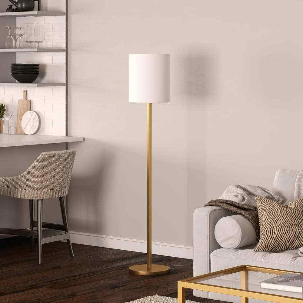 Meyer&Cross Braun 62 in. Brass Finish Floor Lamp with Round Base FL0904