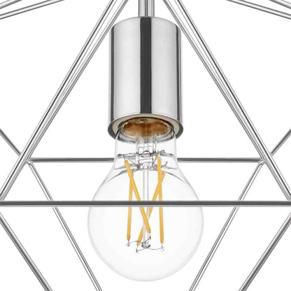 Hampton Bay Winfield 9.5 in. 1-Light Chrome Semi-Flush Mount with Geometric Cage