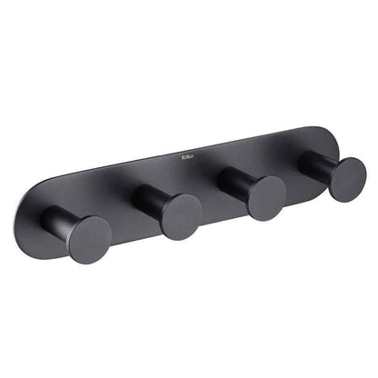KRAUS Elie Bathroom Robe and Towel Hook Rack with 4-Hooks in Matte Black