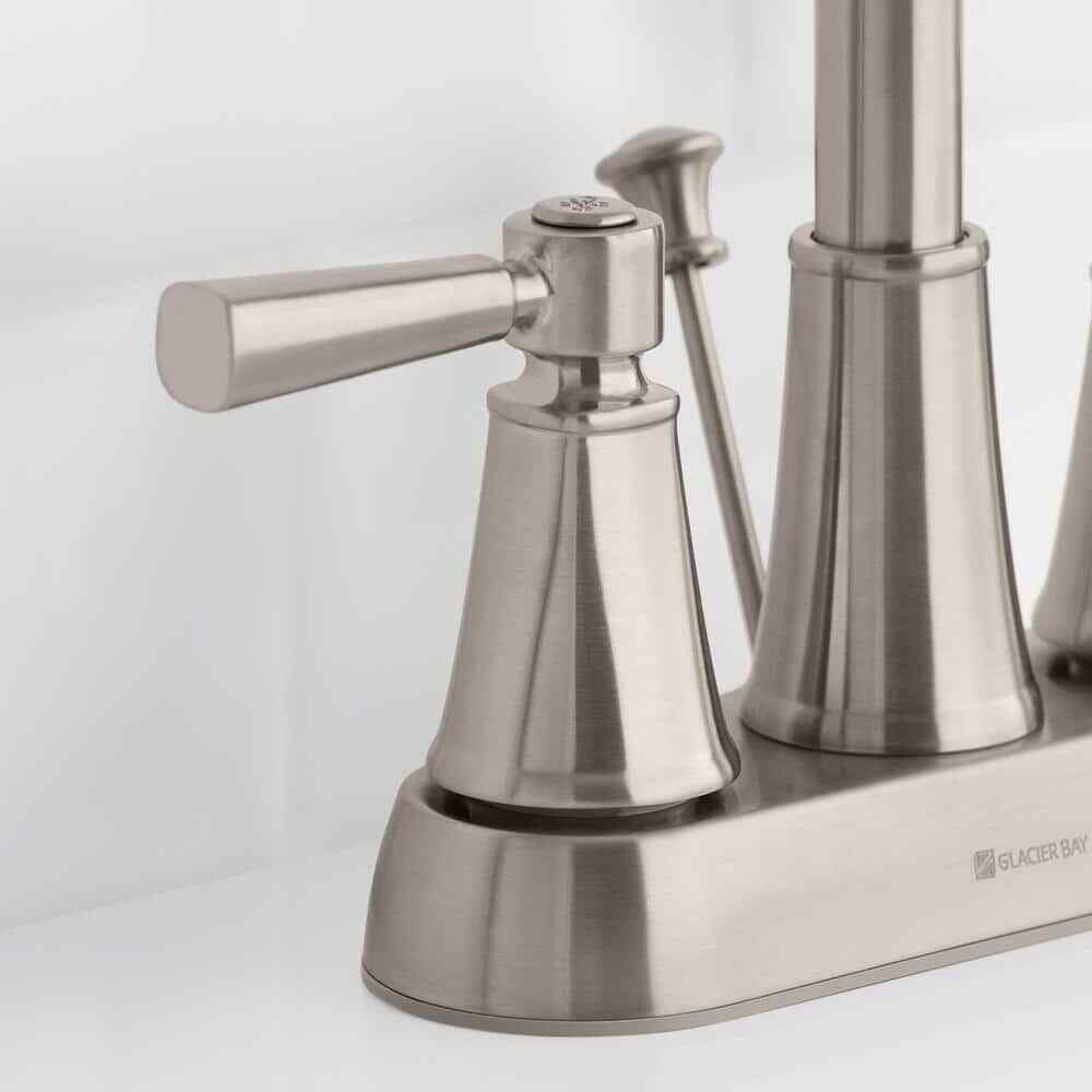 Glacier Bay Melina 4 in. Centerset Double Handle Bathroom Faucet Brushed Nickel
