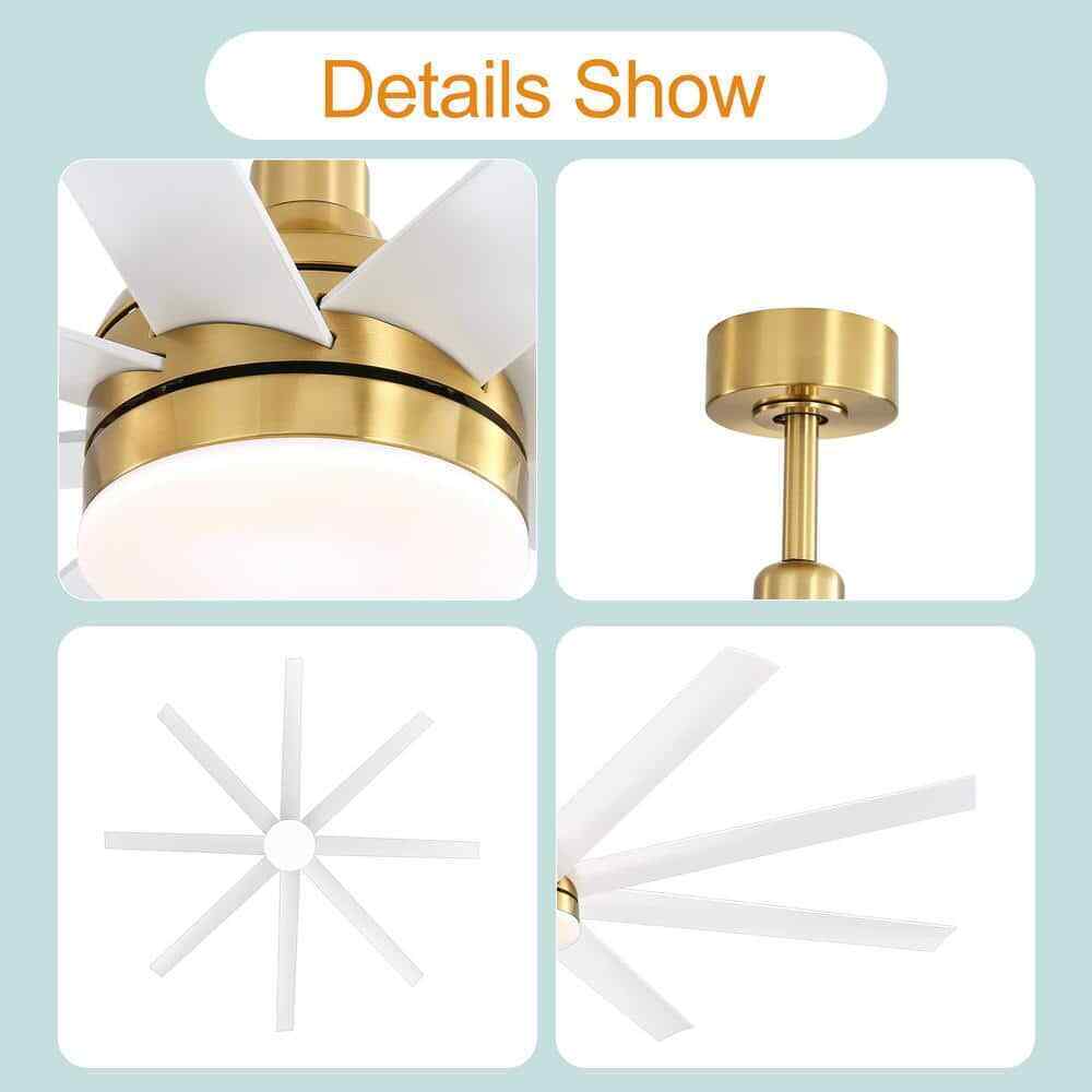 Breezary Archer 72 in. LED Indoor Gold Ceiling Fan w/ Light and Remote Control