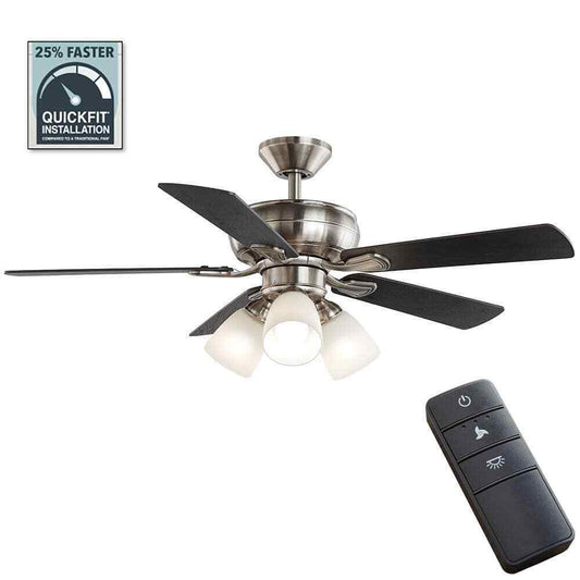 Hampton Bay Riley 44 in. Indoor LED Brushed Nickel Ceiling Fan w/ Light Kit
