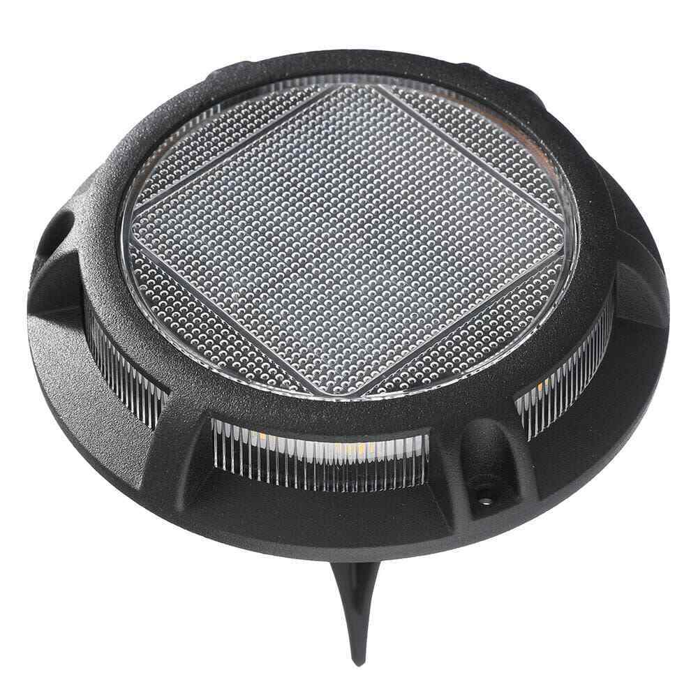 Hampton Bay Solar 15 Lumens Matte Black Integrated LED Disk Path Light 4-Pack