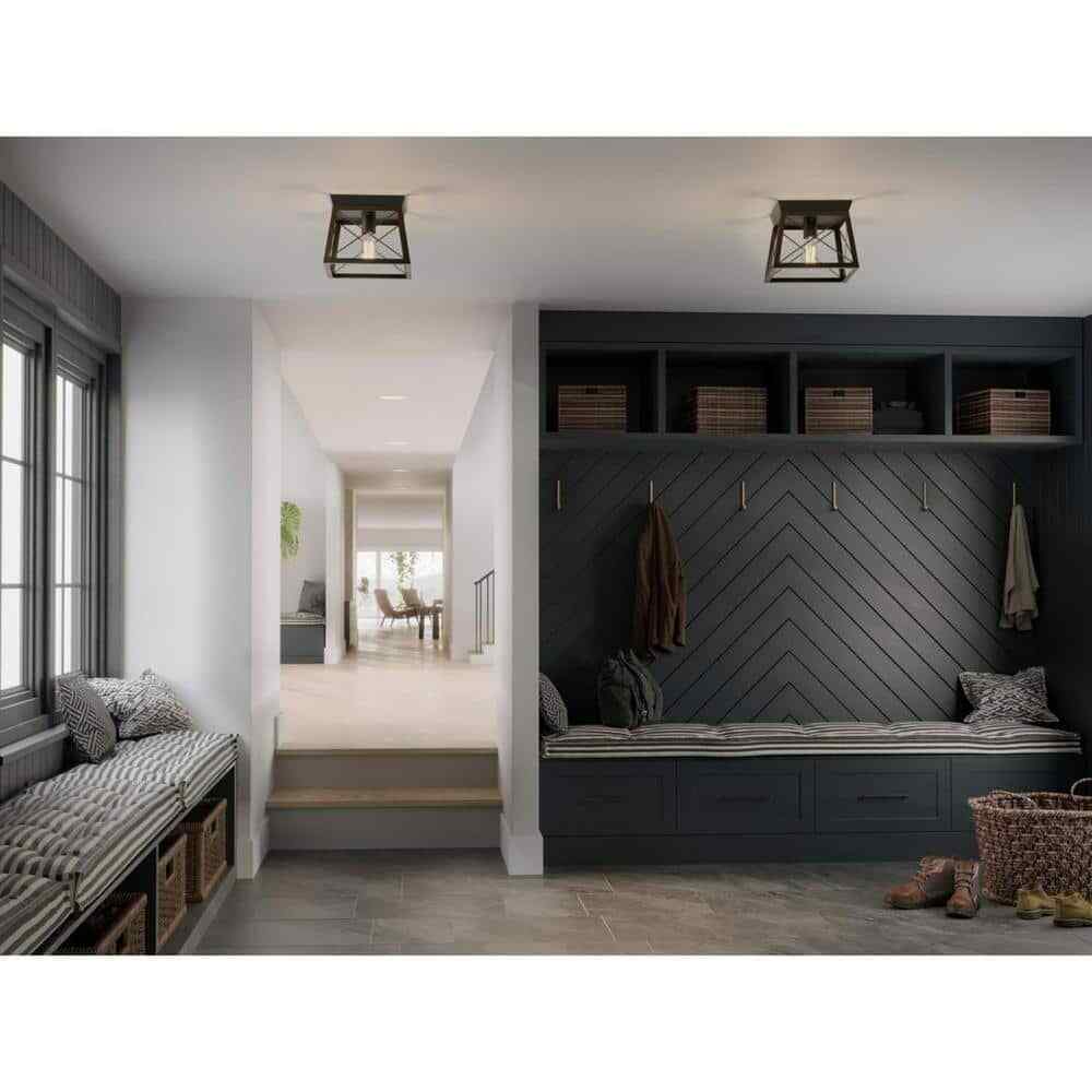 Progress Lighting Briarwood 1-Light Cerused Black Ceiling Light Flush Mount