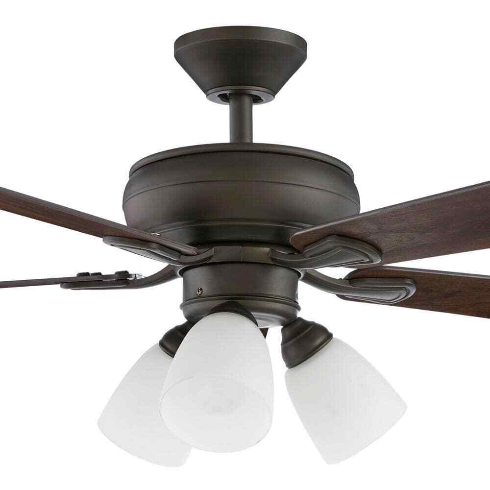 Hampton Bay Riley 44 in. Indoor LED Bronze Ceiling Fan w/Remote + Light Kit